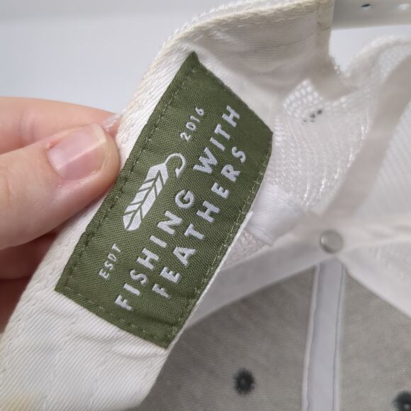 Fishing With Feathers Snapback Trucker Hat Gray One Size Adjustable Embroidered - Picture 9 of 9